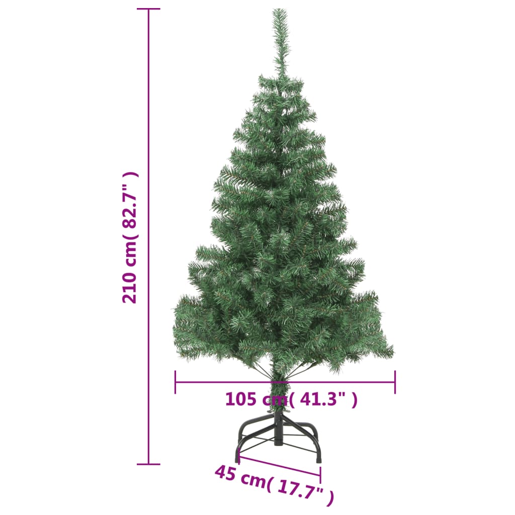 vidaXL Árvore de Natal artificial com suporte de aço 210 cm 910 ramos