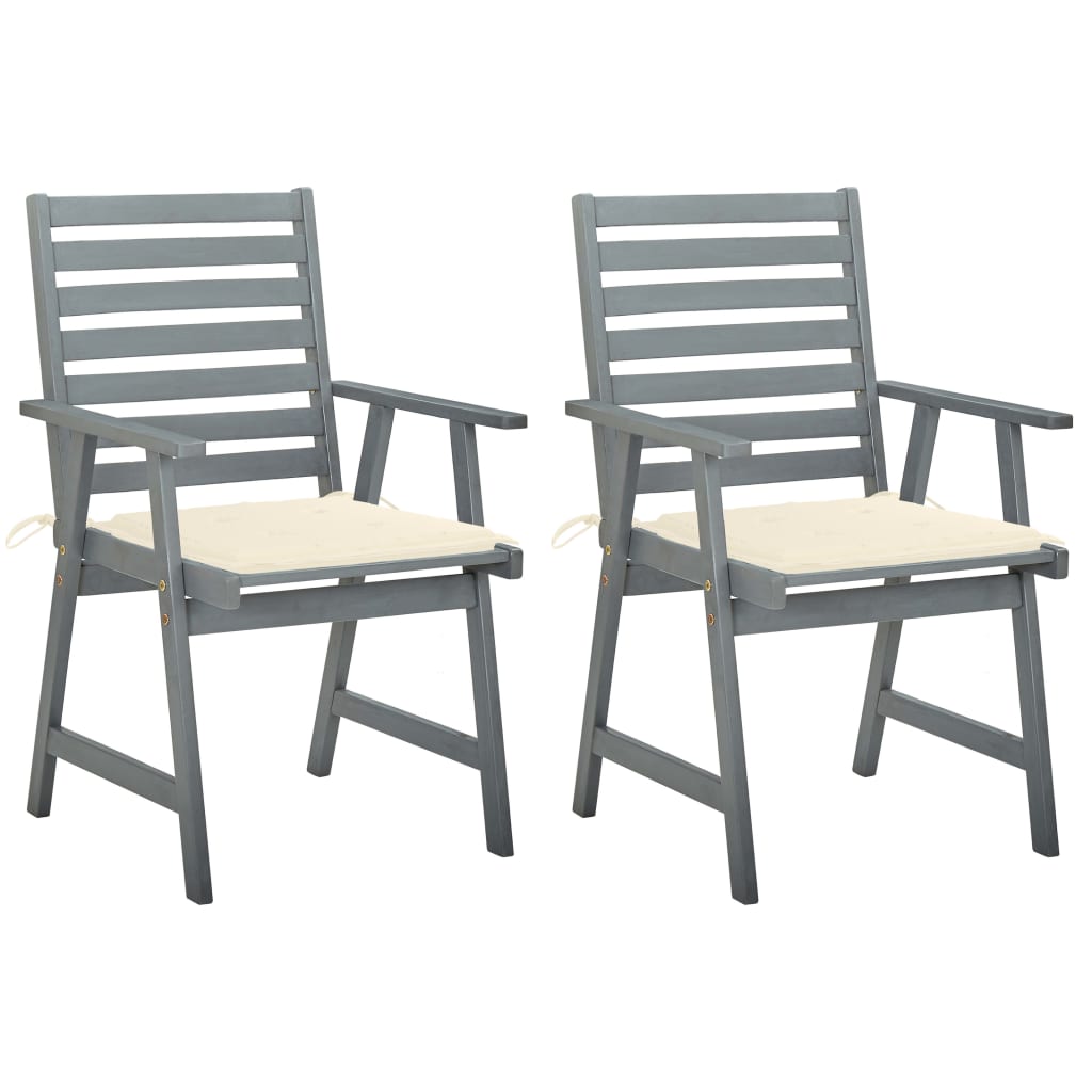 vidaXL Cadeiras de jantar exterior c/ almofadões 2 pcs acácia maciça