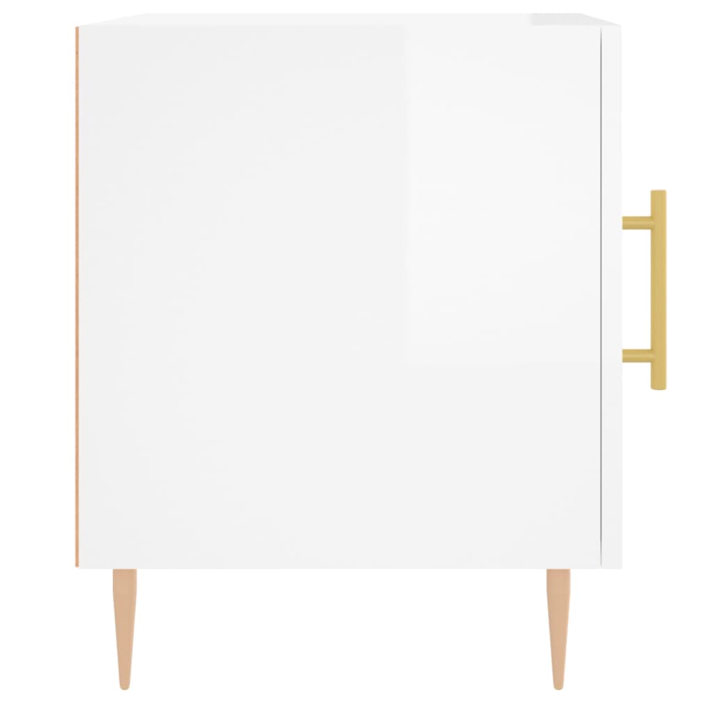 vidaXL Mesa de cabeceira 40x40x50cm derivados madeira branco brilhante