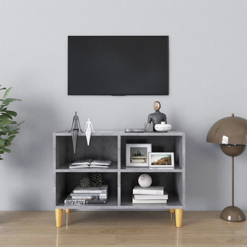 vidaXL Móvel de TV pernas de madeira 69,5x30x50 cm cinzento cimento