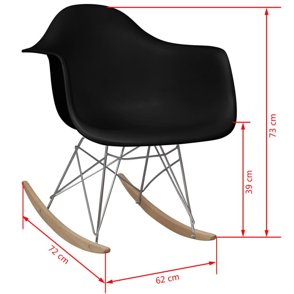 vidaXL Cadeira de baloiço em plástico preto