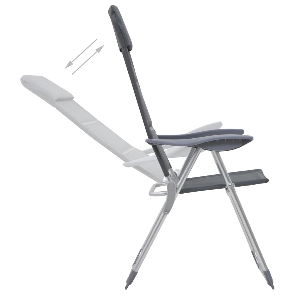 vidaXL Cadeiras de campismo 2 pcs 58x69x111 cm alumínio cinzento