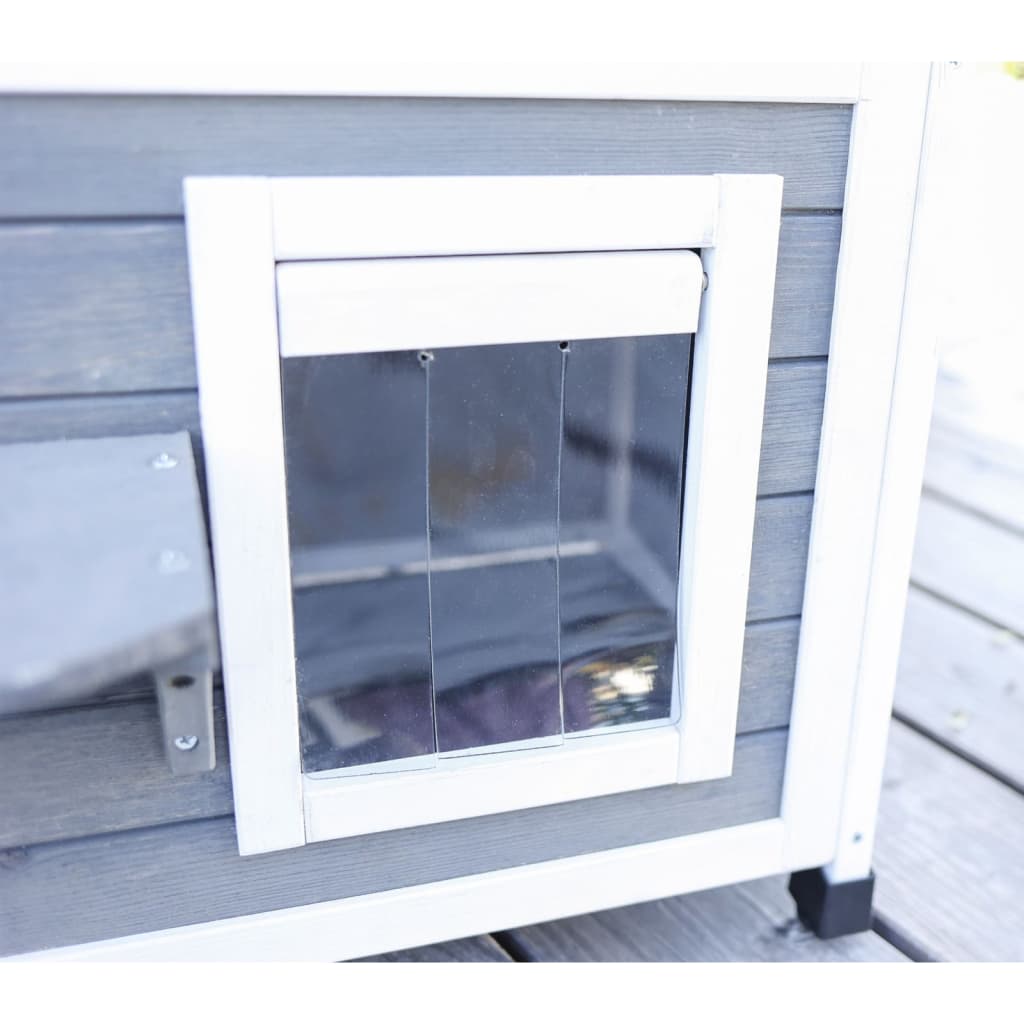 Kerbl Casa para gatos de exterior Family 57x55x80 cm cinzento e branco