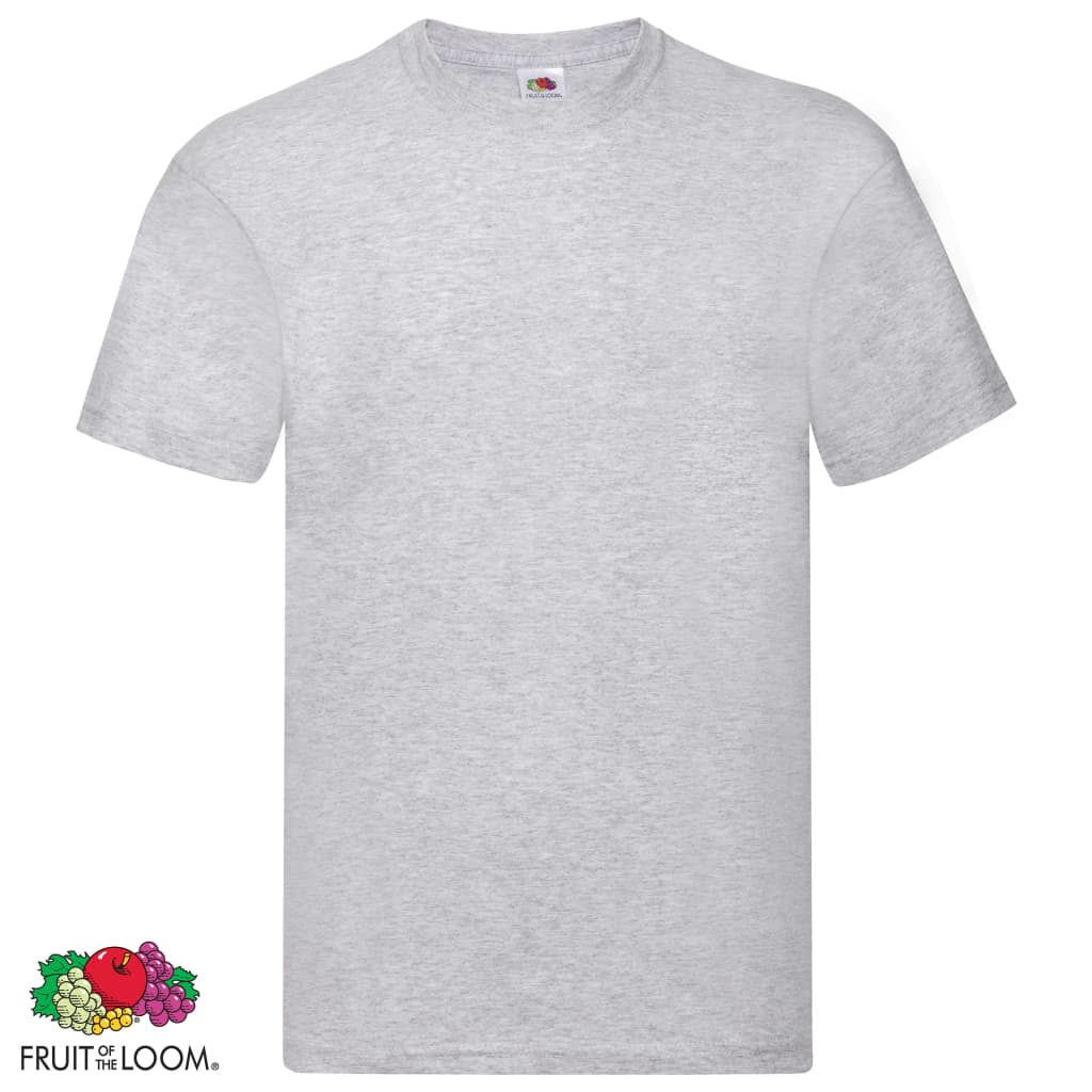 Fruit of the Loom T-shirts originais 5 pcs algodão 4XL cinzento