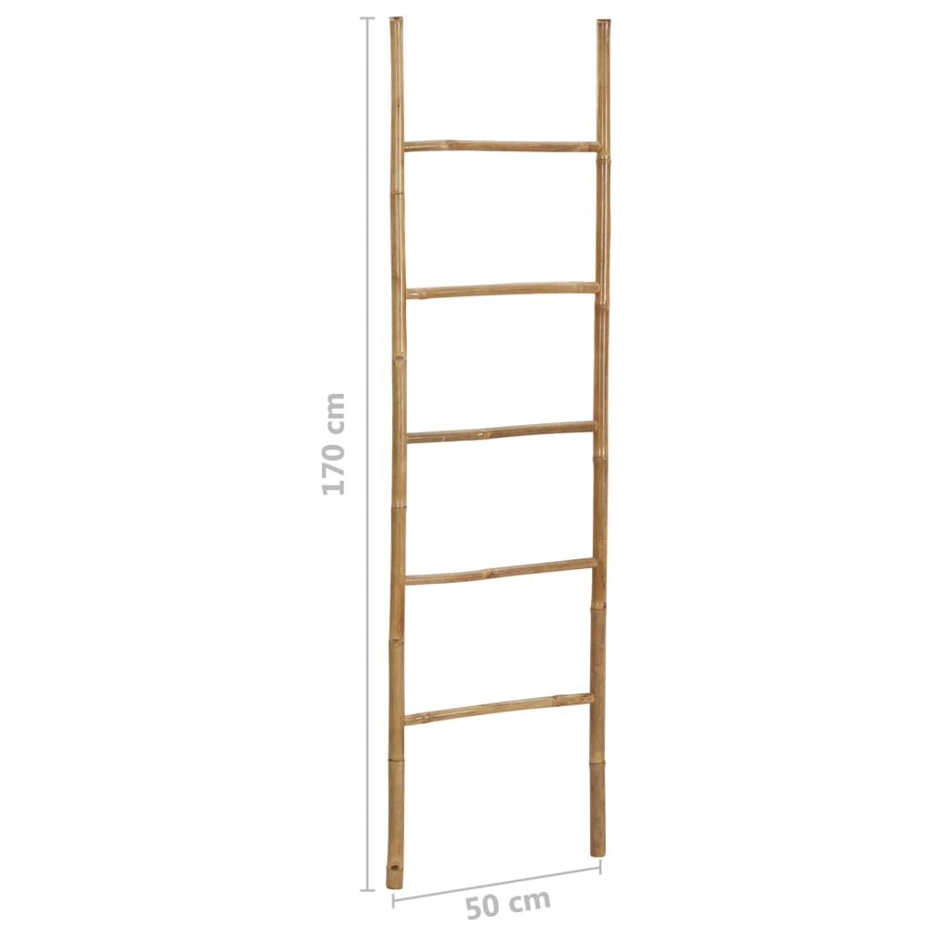 vidaXL Toalheiro escada com 5 degraus bambu 170 cm