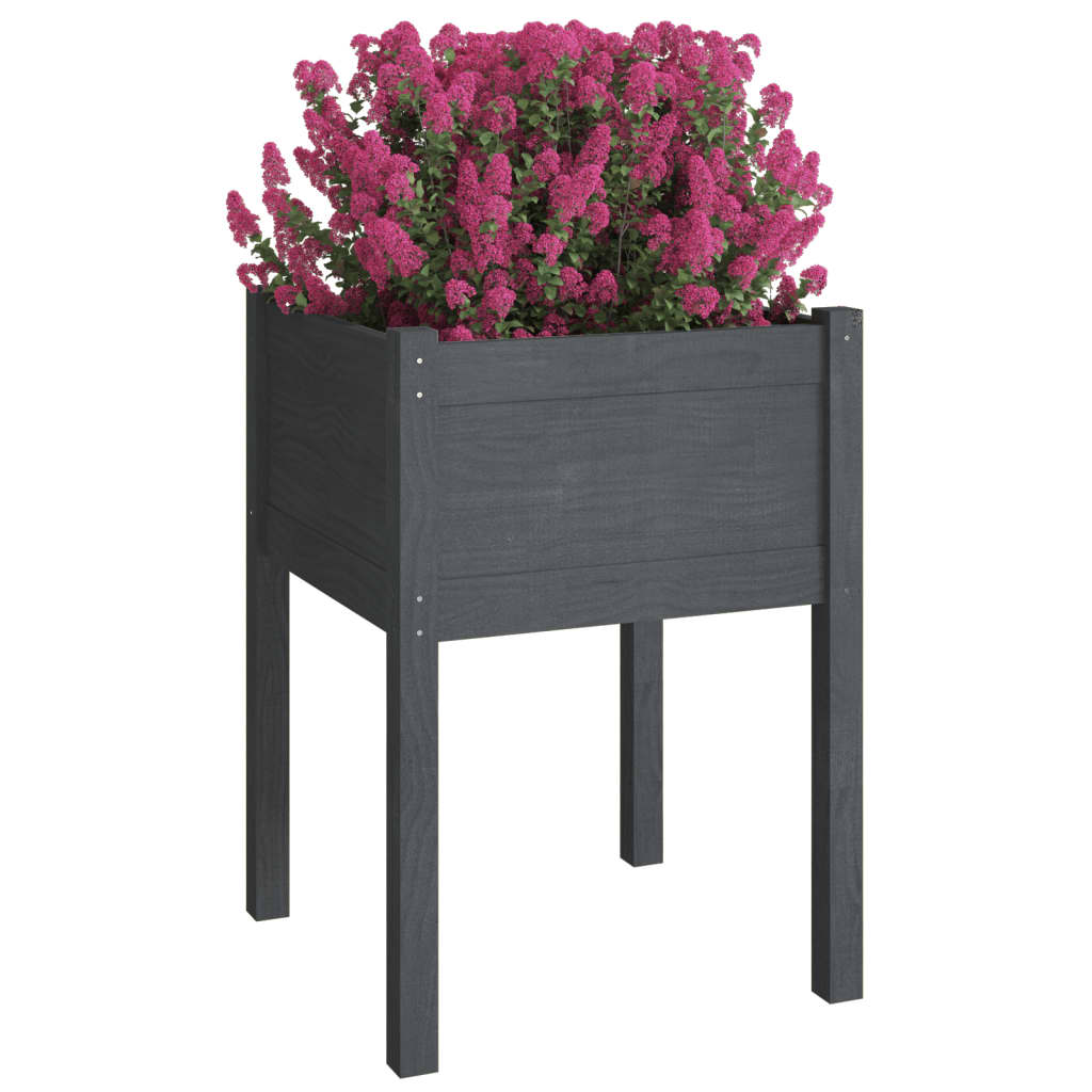 vidaXL Vaso de jardim 50x50x70 cm madeira de pinho maciça cinzento