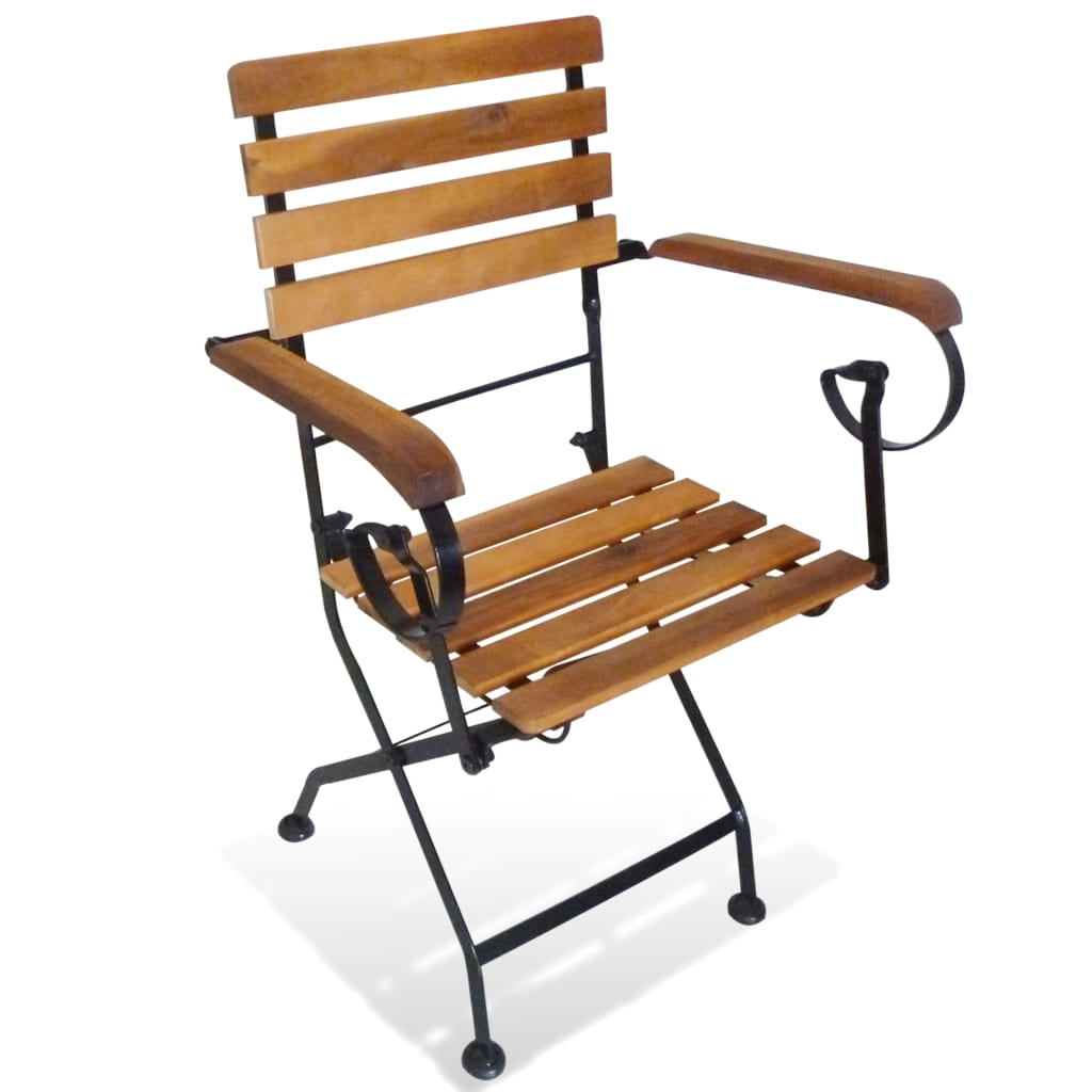 vidaXL Cadeiras de jardim dobráveis 2 pcs aço e madeira acácia maciça