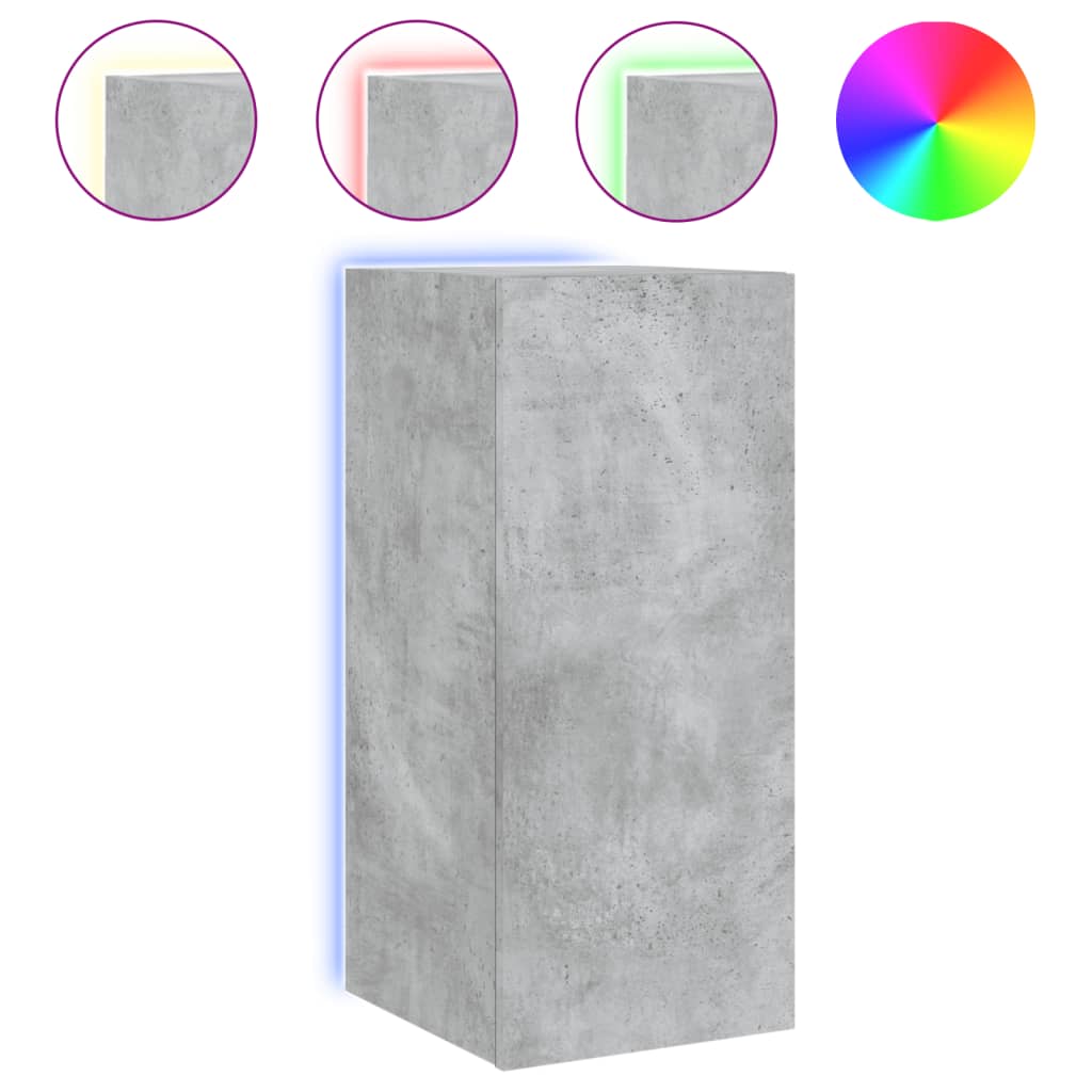 vidaXL Móvel de parede p/ TV c/ luzes LED 30,5x35x70 cm cinza cimento