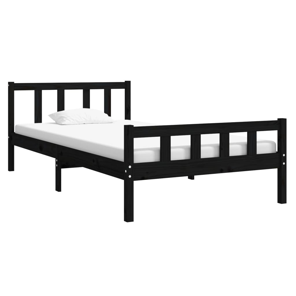 vidaXL Estrutura de cama 90x200 cm madeira maciça preto