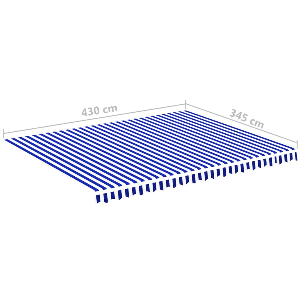 vidaXL Tecido de substituição para toldo 4,5x3,5 m azul e branco