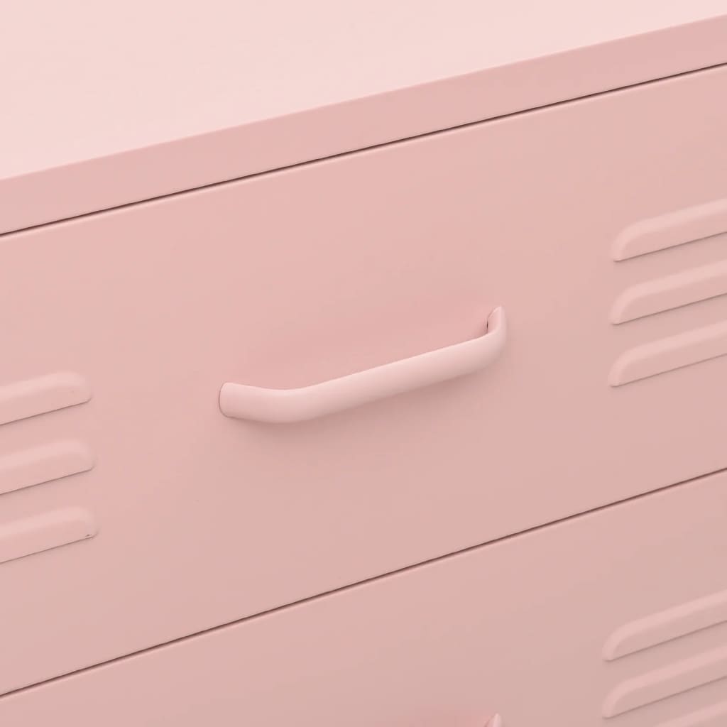 vidaXL Cómoda/aparador com gavetas aço 80x35x101,5 cm rosa