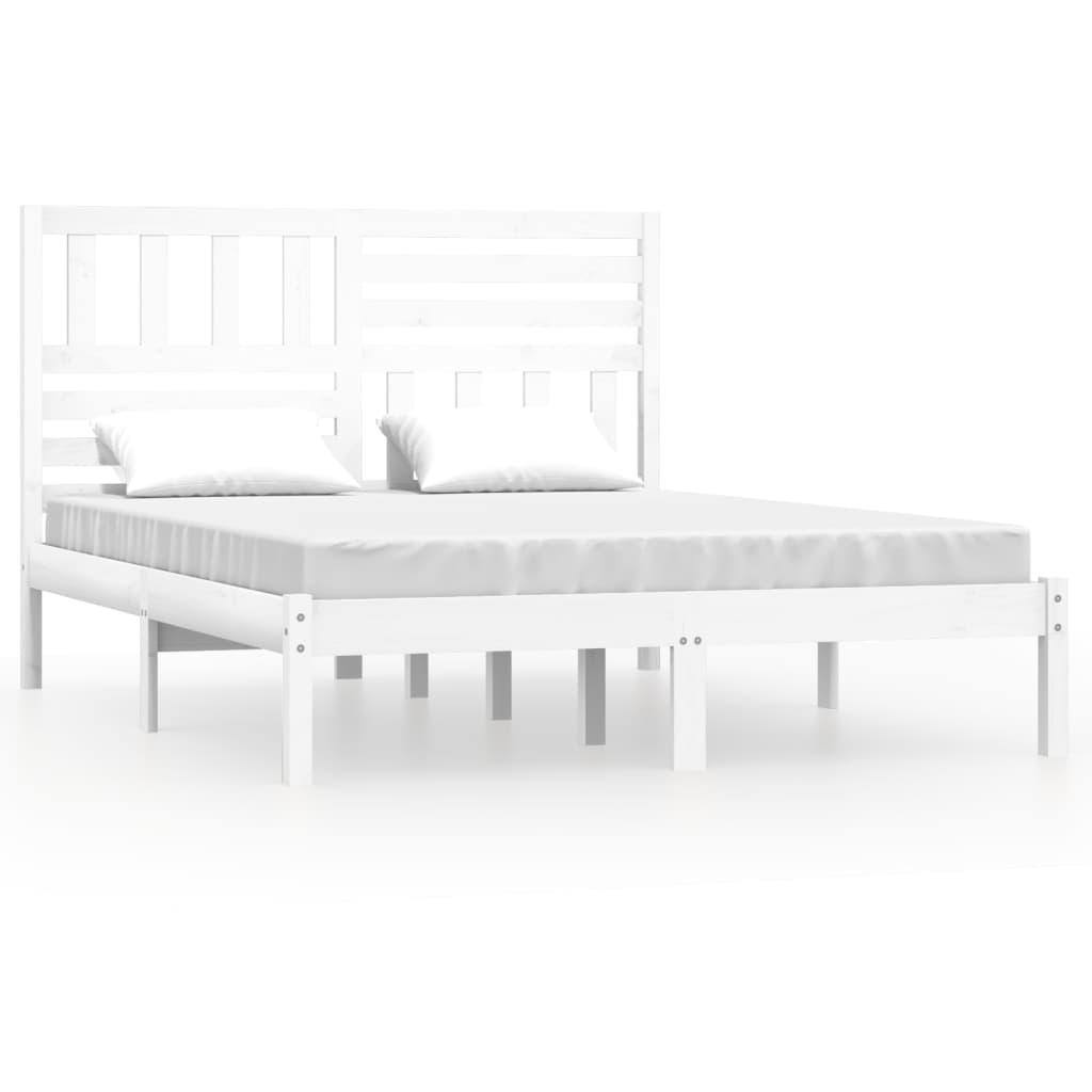 vidaXL Estrutura de cama king size 150x200 cm pinho maciço branco