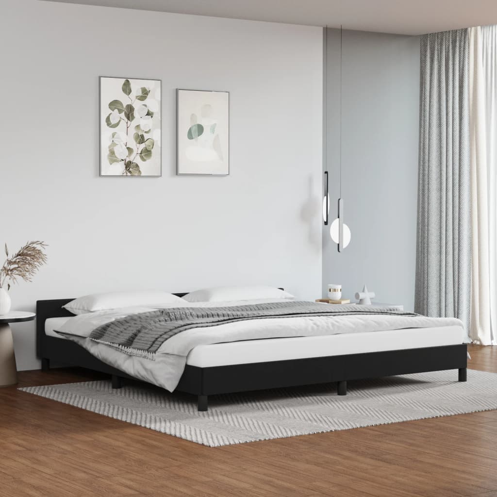vidaXL Estrutura cama c/ cabeceira 200x200 cm couro artificial preto