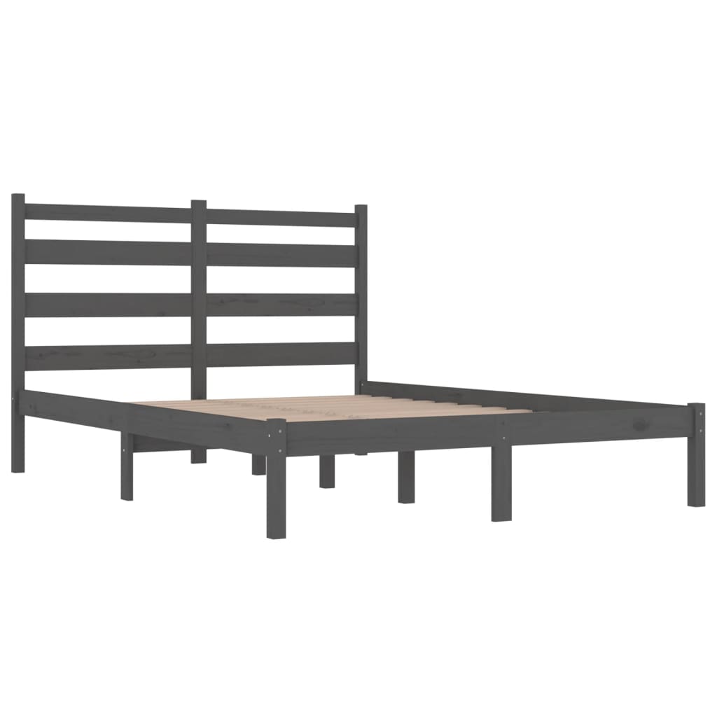 vidaXL Estrutura de cama 140x190 cm madeira de pinho maciça cinzento