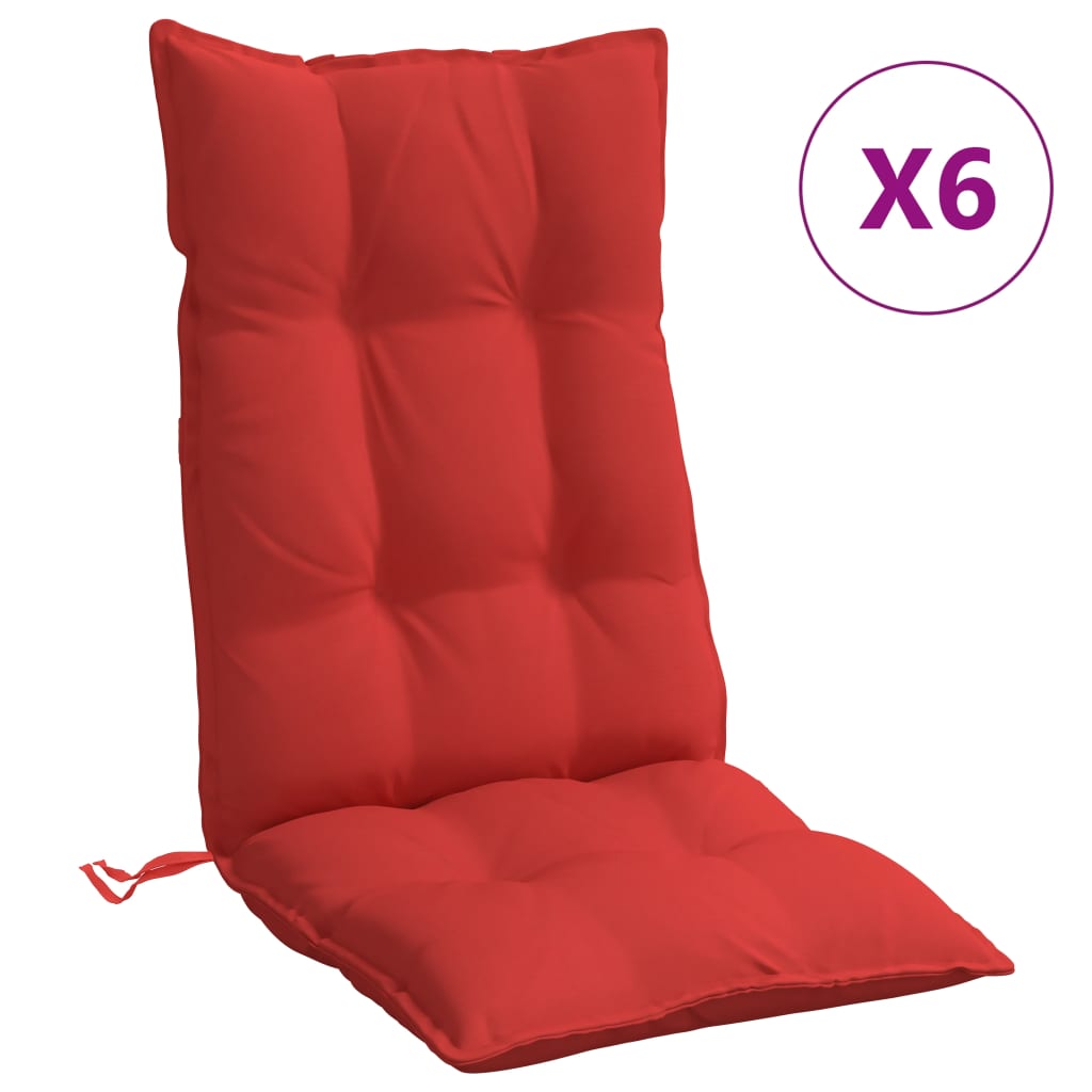 vidaXL Almofadões p/ cadeira encosto alto 6 pcs tecido oxford vermelho