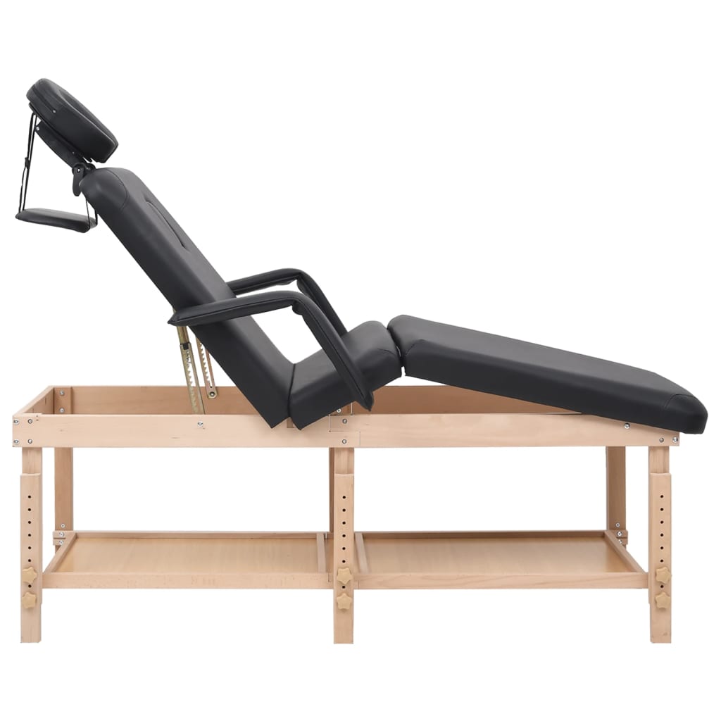 vidaXL Mesa de massagens com 3 zonas couro artificial preto