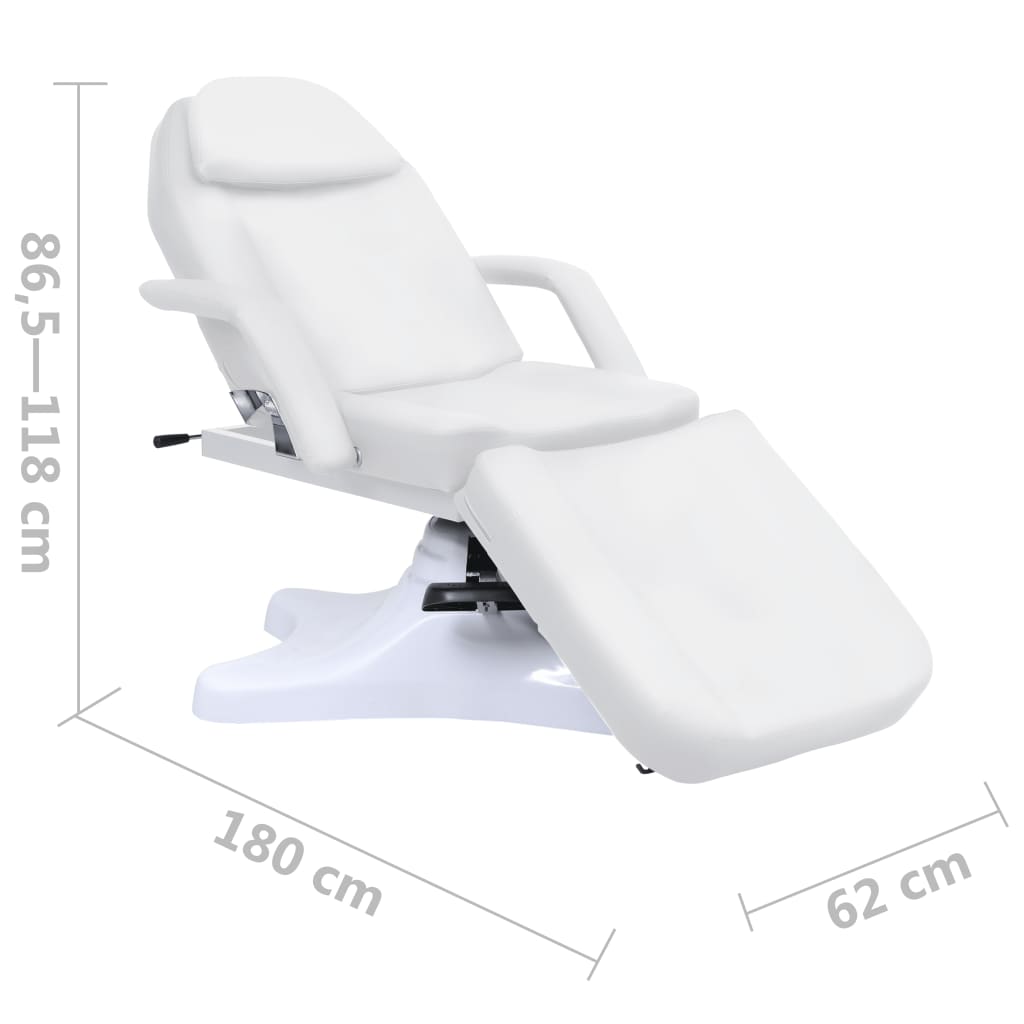 vidaXL Mesa de massagens 180x62x(86,5-118) cm branco