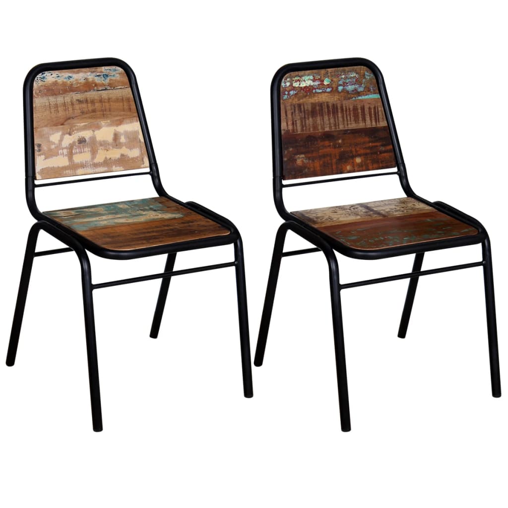 vidaXL Cadeiras de jantar 2 pcs madeira recuperada maciça