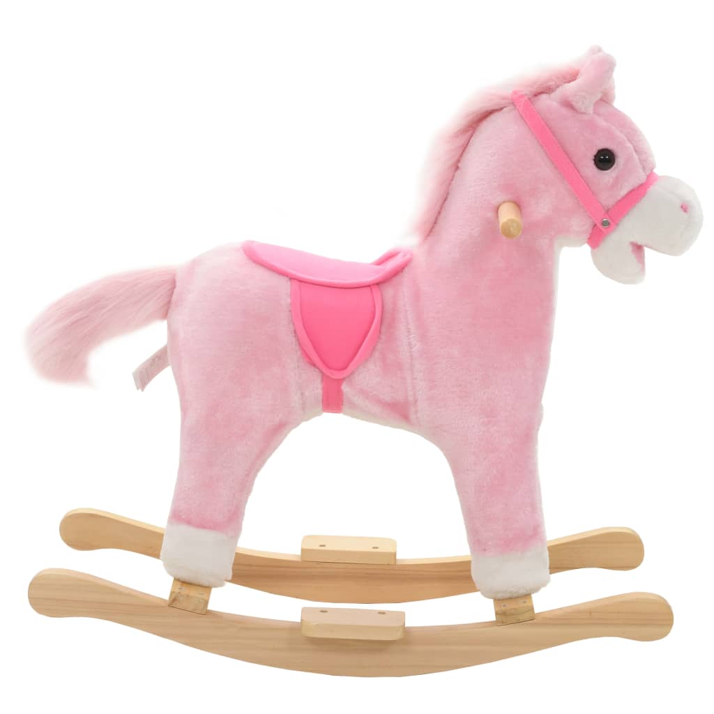 vidaXL Animal de baloiçar cavalo em pelúcia 65x32x58 cm rosa