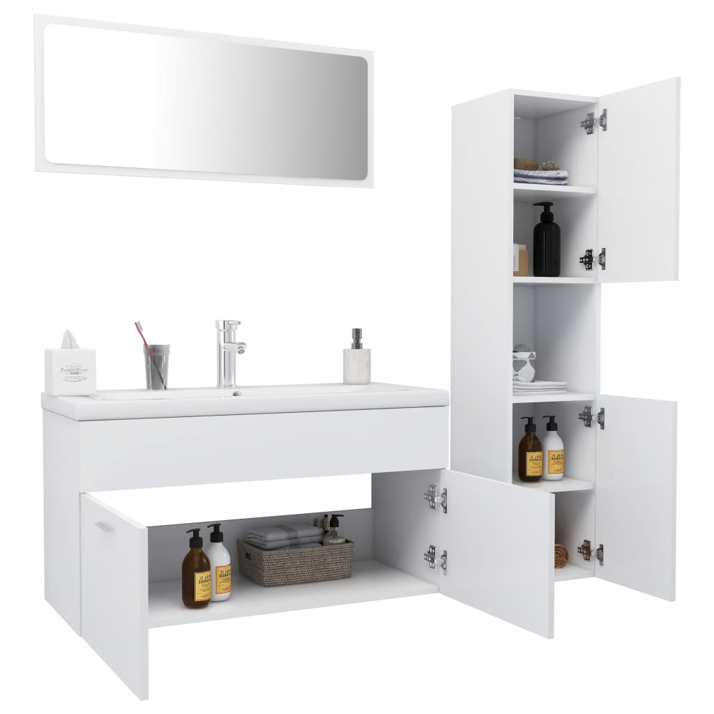 vidaXL Conjunto de móveis de casa de banho madeira processada branco