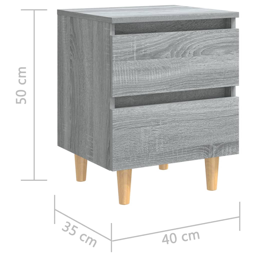 vidaXL Mesa cabeceira + pernas madeira maciça 40x35x50 cm sonoma cinza
