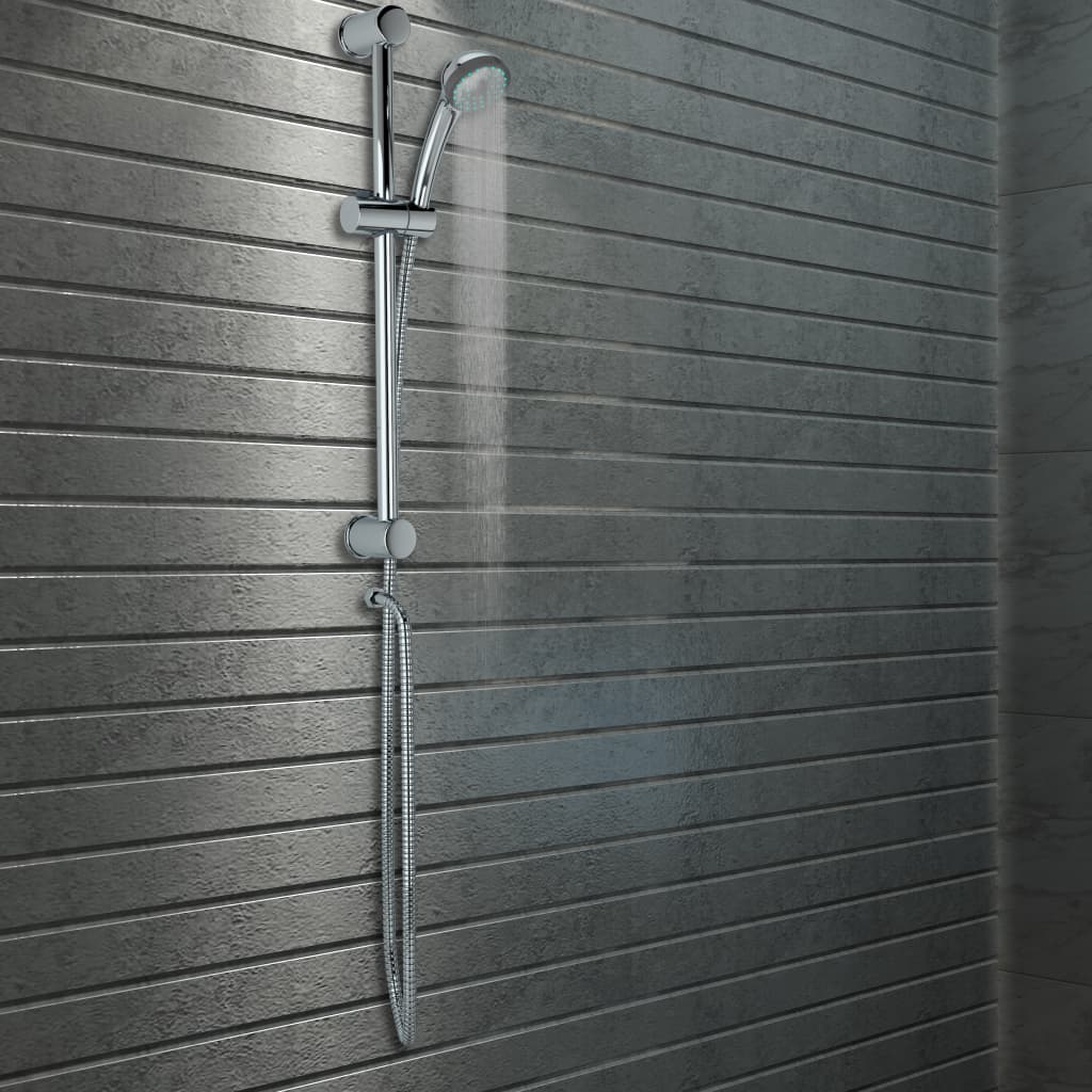 vidaXL Conjunto barra de duche com chuveiro de mão metal