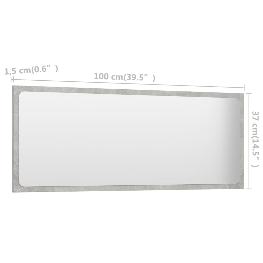 vidaXL Espelho de casa de banho 100x1,5x37 cm contrapl. cinza cimento