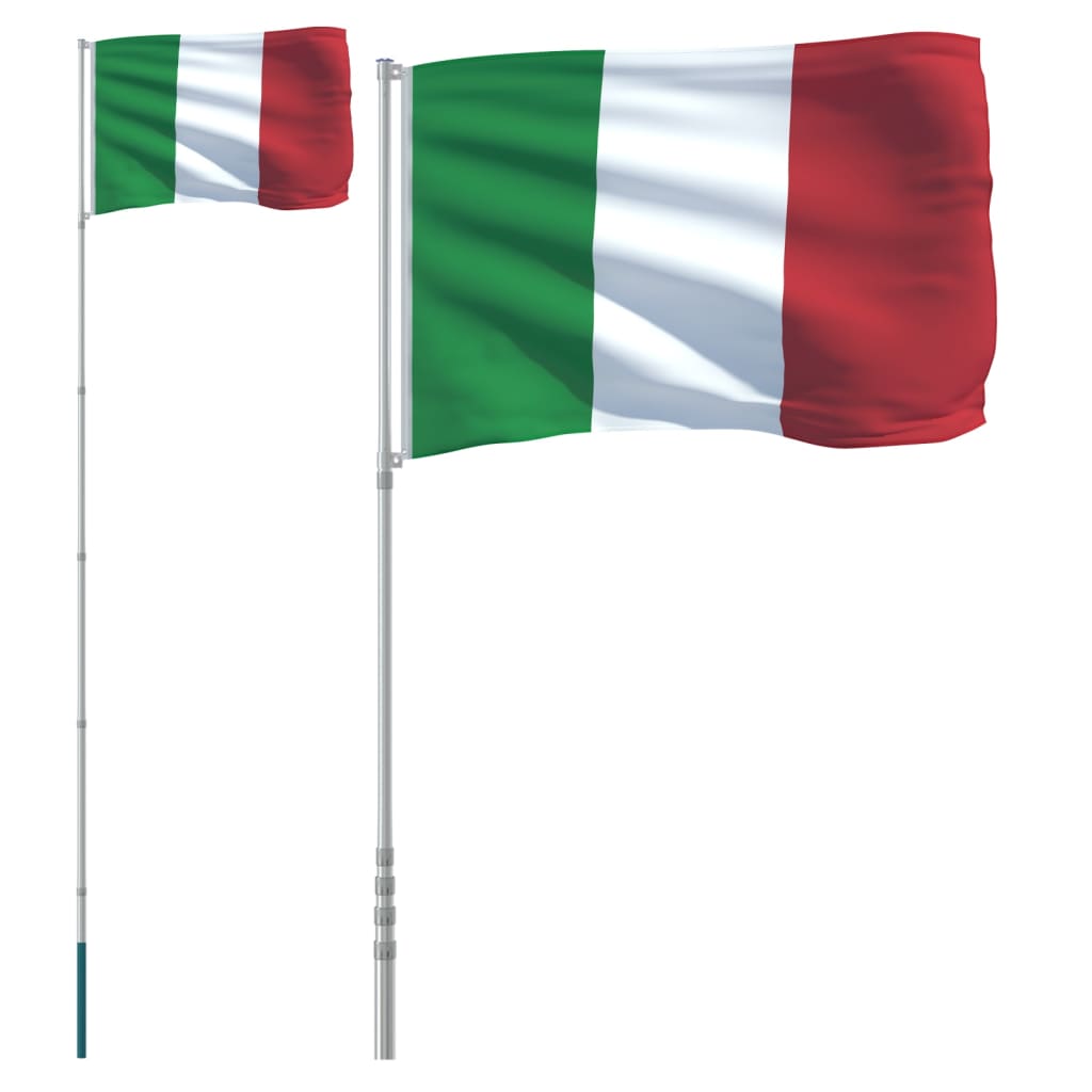 vidaXL Bandeira da Itália e mastro 5,55 m alumínio