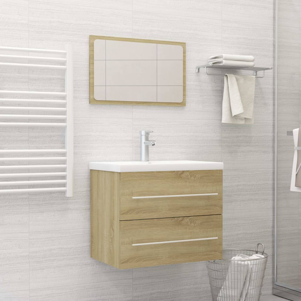 vidaXL 2 pcs conj. móveis casa de banho derivados madeira cor carvalho