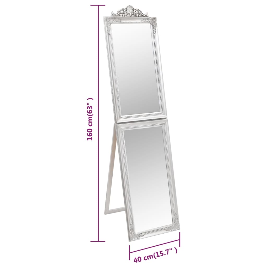 vidaXL Espelho de pé 40x160 cm prateado