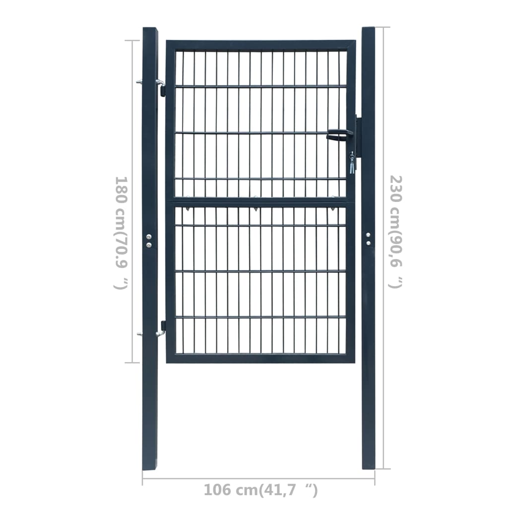 vidaXL Portão de cerca (individual) 2D 106x230 cm antracite