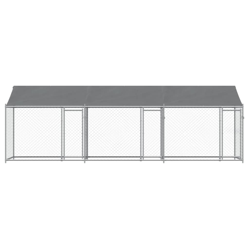 vidaXL Jaula para cão com telhado/portas 6x2x2 m aço galvanizado cinza