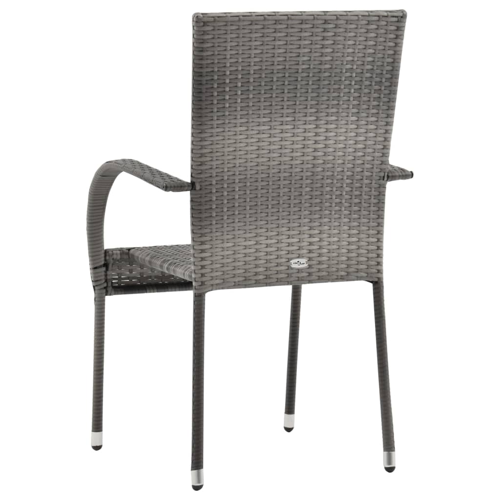 vidaXL Cadeiras de exterior empilháveis 2 pcs vime PE cinzento