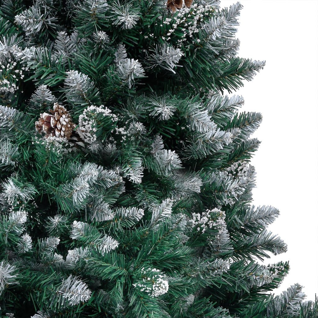 vidaXL Árvore de Natal artificial + luzes LED/pinhas/neve branca 210cm