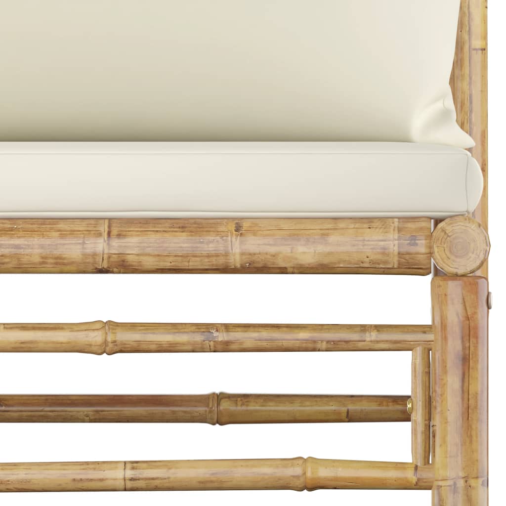 vidaXL 9 pcs conj. lounge p/ jardim em bambu c/ almofadões branco nata