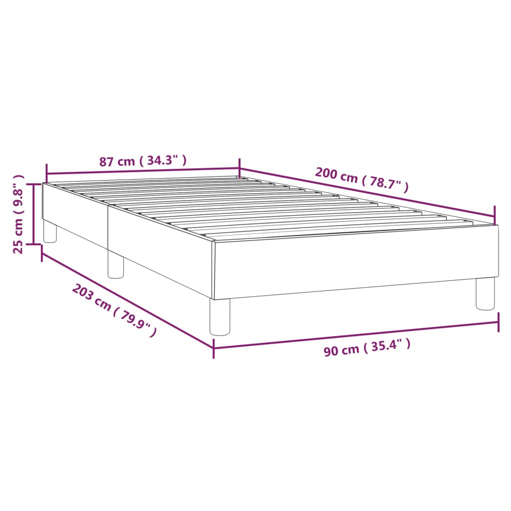 vidaXL Estrutura de cama com molas 90x200 cm tecido cinzento-escuro
