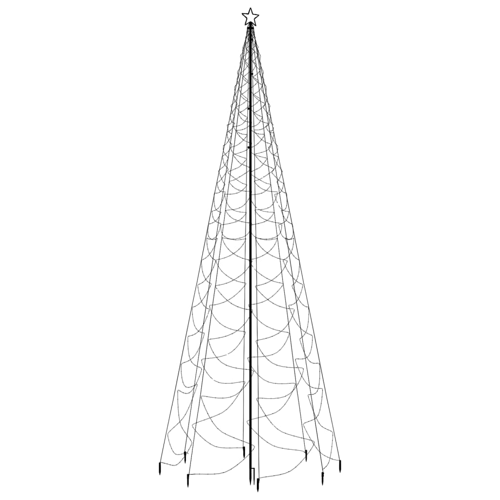 vidaXL Árvore de Natal c/ poste metal 1400 luzes LED 5 m branco quente