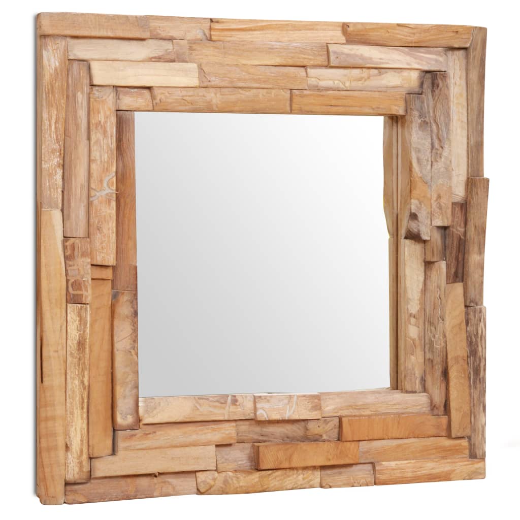 vidaXL Espelho decorativo em teca 60x60 cm quadrado