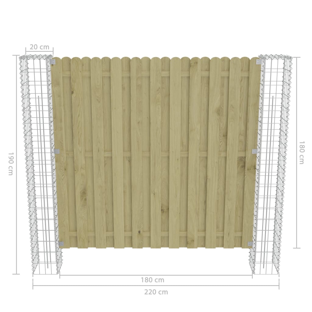 vidaXL Postes de gabião para jardim 2 pcs aço galvanizado 20x20x190cm