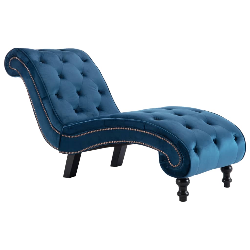vidaXL Chaise longue em veludo azul