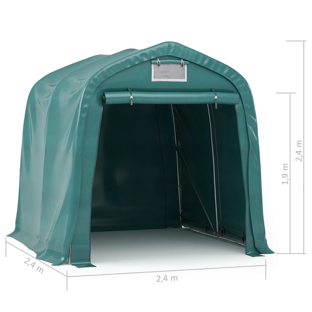 vidaXL Tenda de garagem em PVC 2,4x2,4 m verde