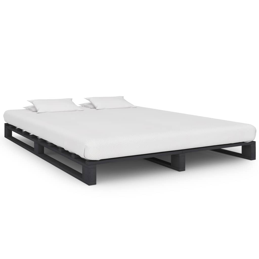 vidaXL Estrutura de cama em paletes pinho maciço 120x200 cm cinzento