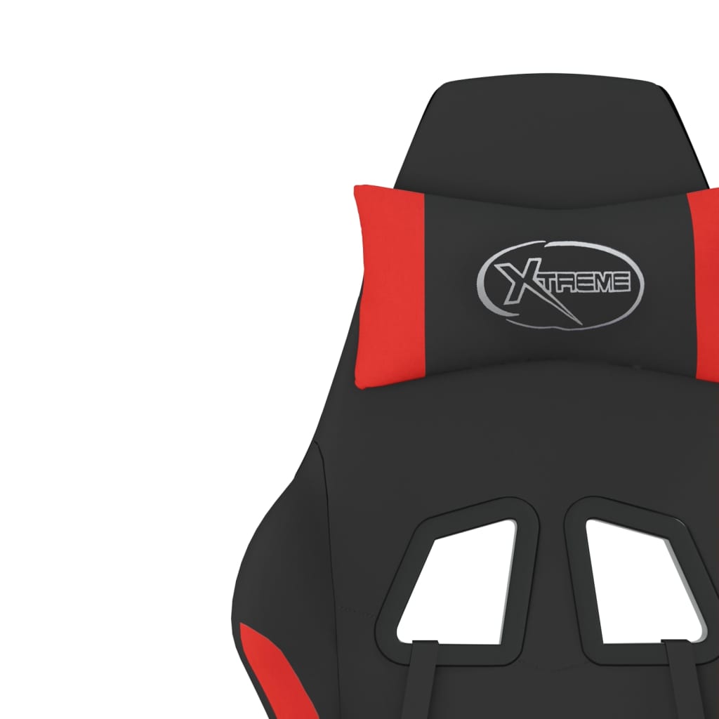 vidaxL Cadeira de gaming com apoio de pés tecido preto e vermelho