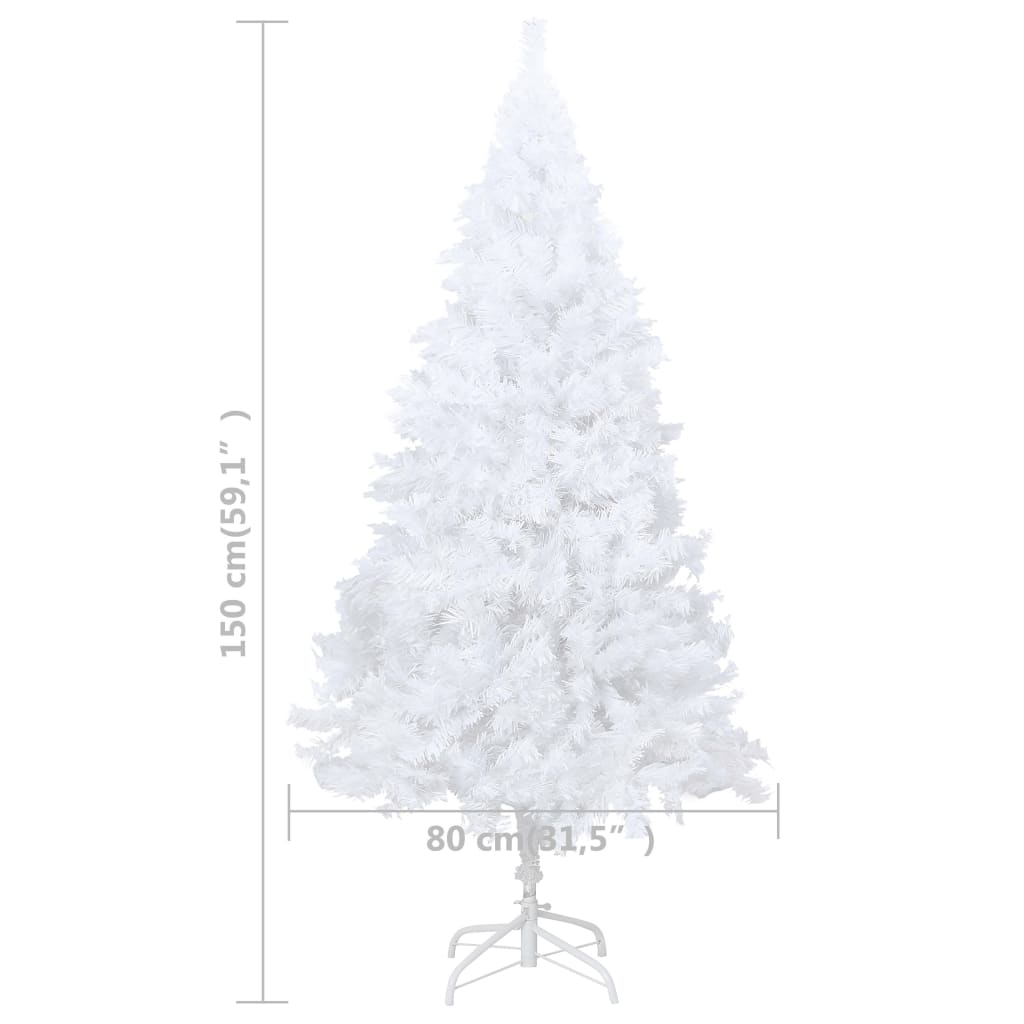 vidaXL Árvore Natal artificial pré-iluminada c/ bolas 150cm PVC branco