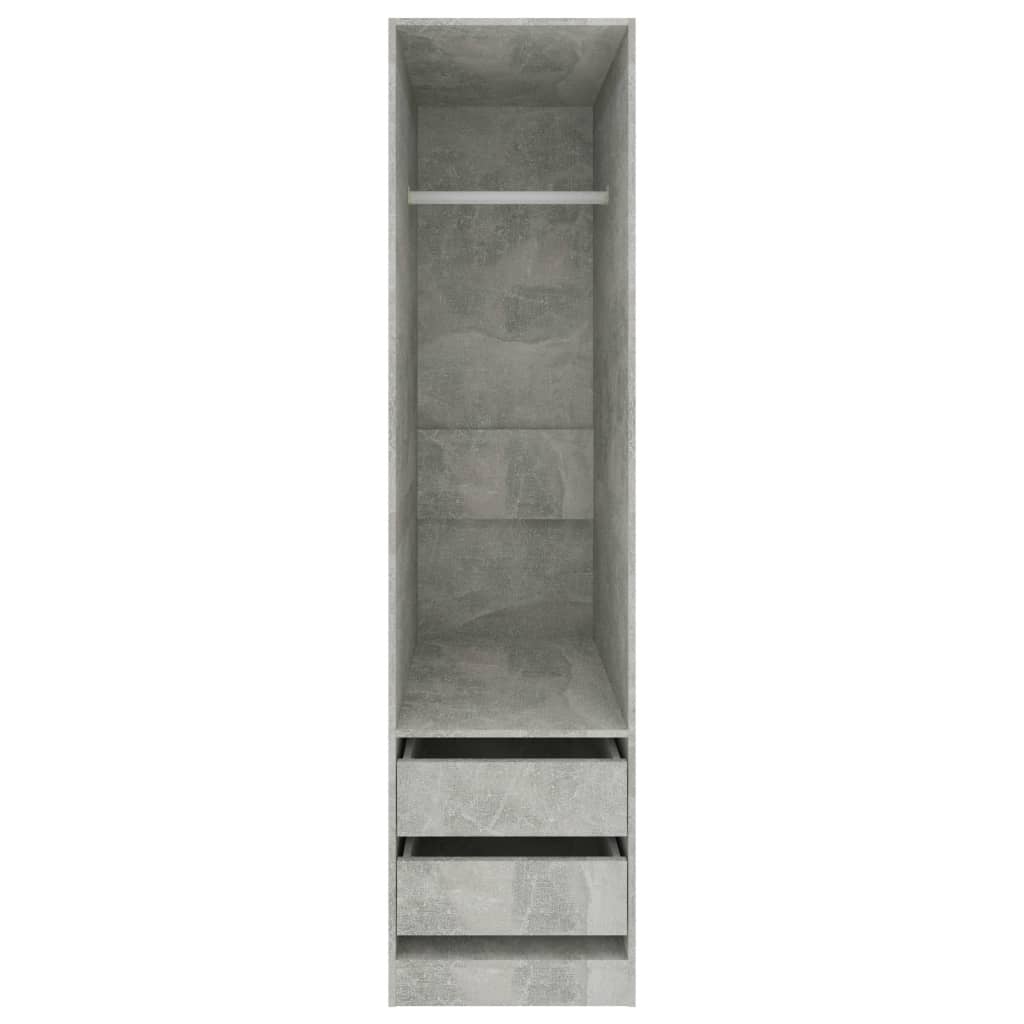 vidaXL Roupeiro c/ gavetas 50x50x200 cm contraplacado cinzento cimento