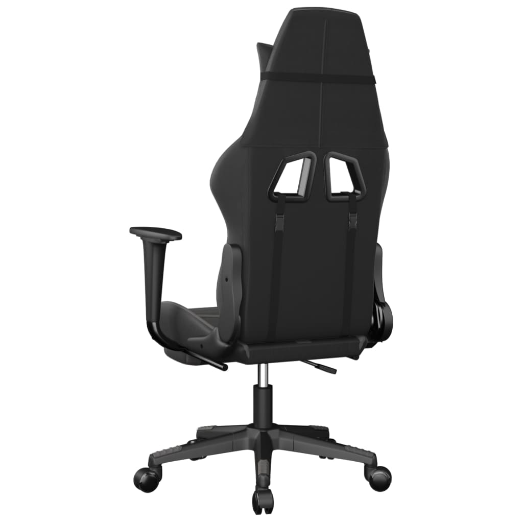 vidaXL Cadeira gaming massagens c/ apoio pés couro artif. preto/cinza