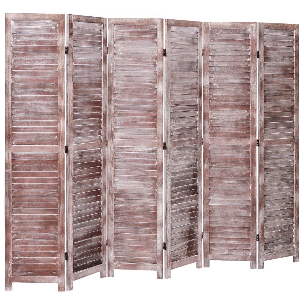 vidaXL Biombo com 6 painéis 210x165 cm madeira castanho