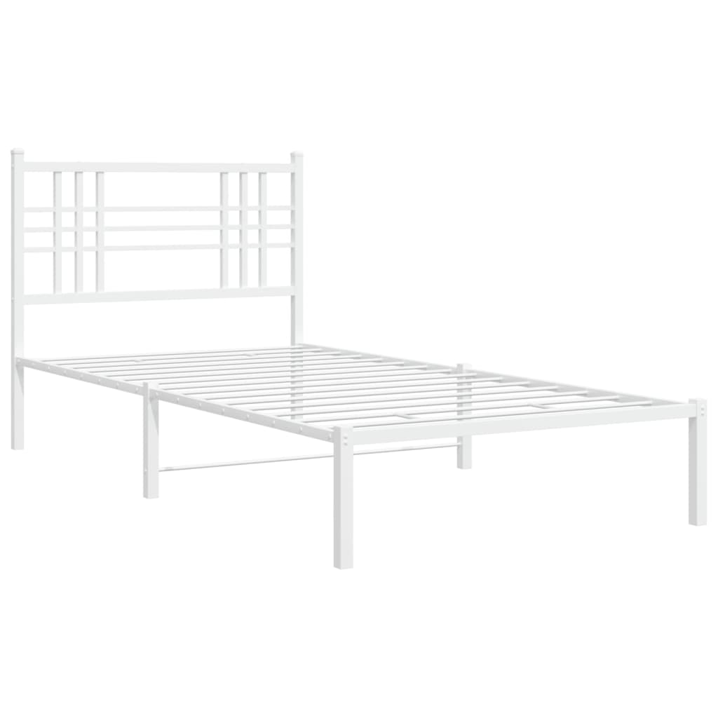 vidaXL Estrutura de cama com cabeceira 90x190 cm metal branco