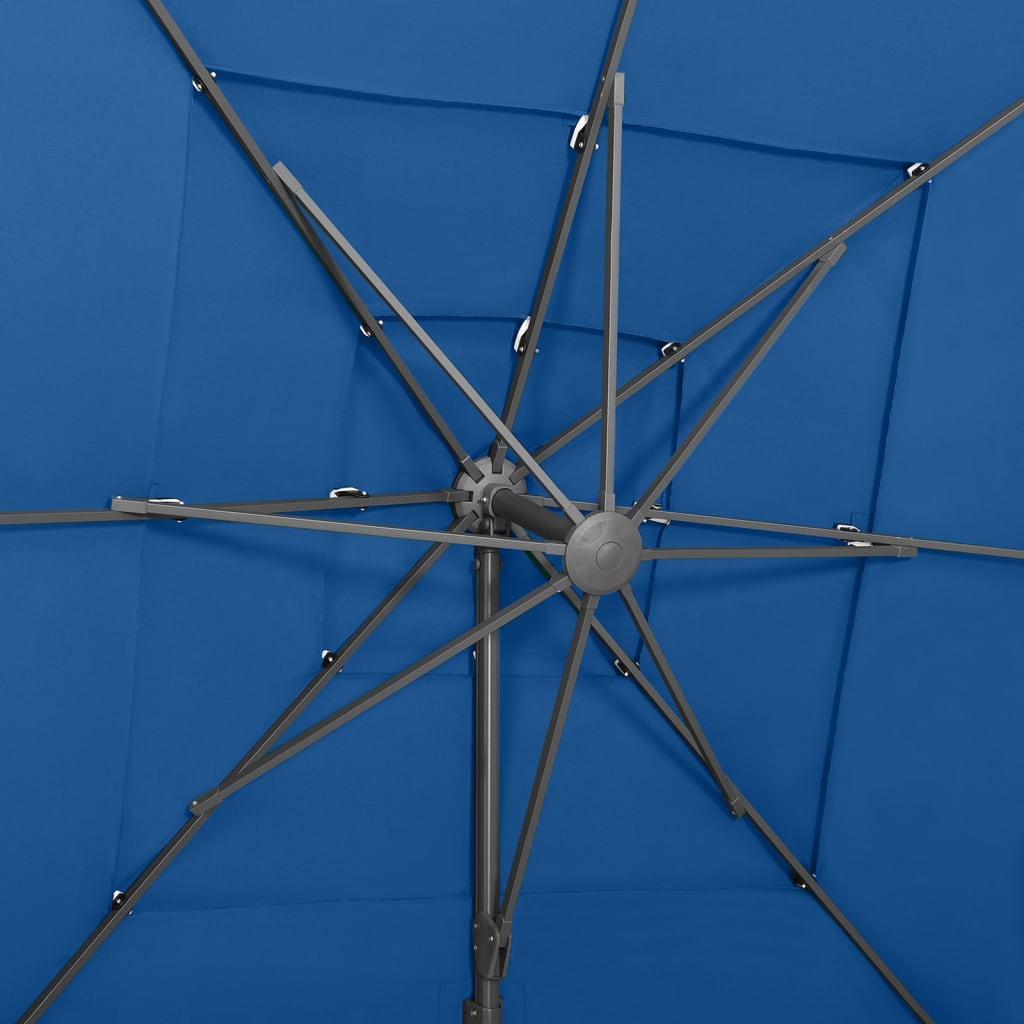 vidaXL Guarda-sol 4 camadas c/ poste de alumínio 250x250 cm azul-ciano