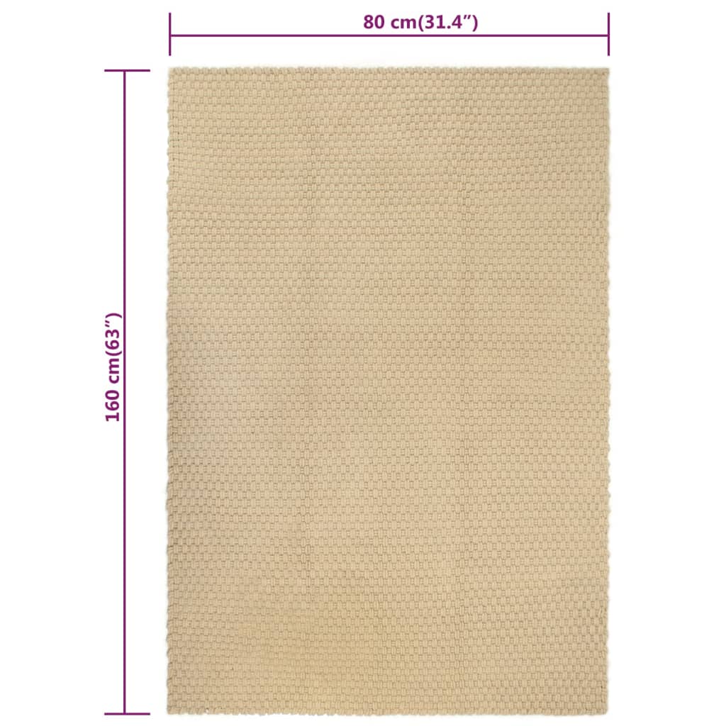 vidaXL Tapete retangular 80x160 cm algodão natural